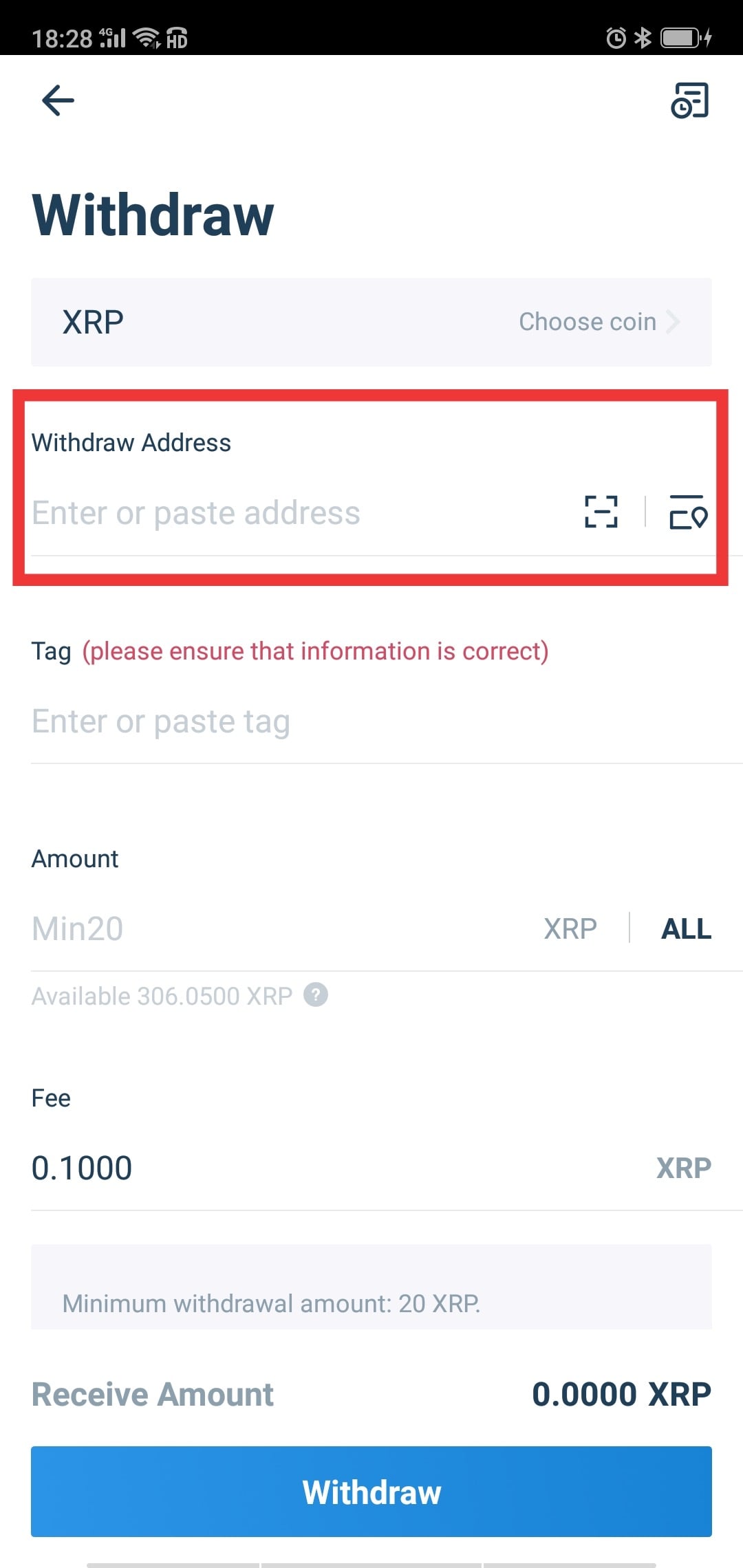 withdraw xrp destination tag